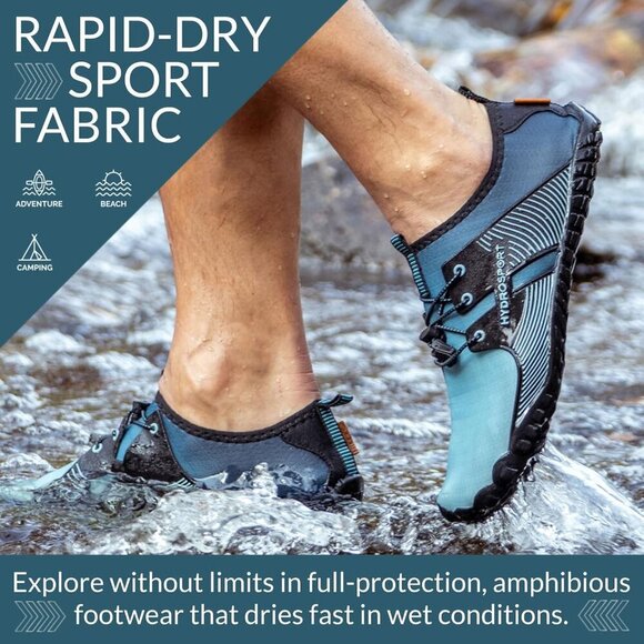 Unisex Barefoot Water Shoes Poly Spandex Rubber Support Beach Yoga Surf Camping - Picture 6 of 9